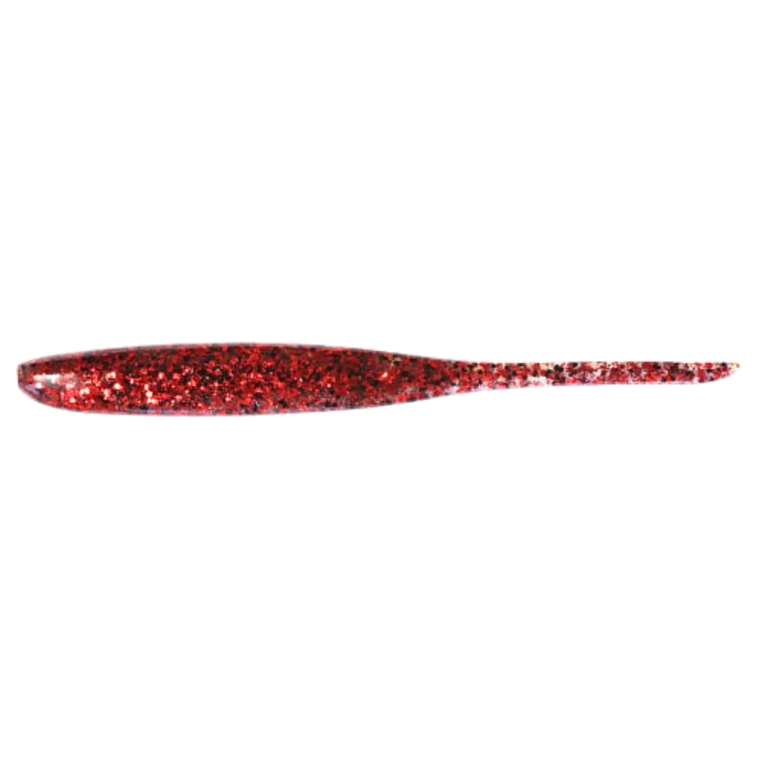 Keitech Shad Impact Jigi 3" Red Devil sivulta, pää vasemmalla