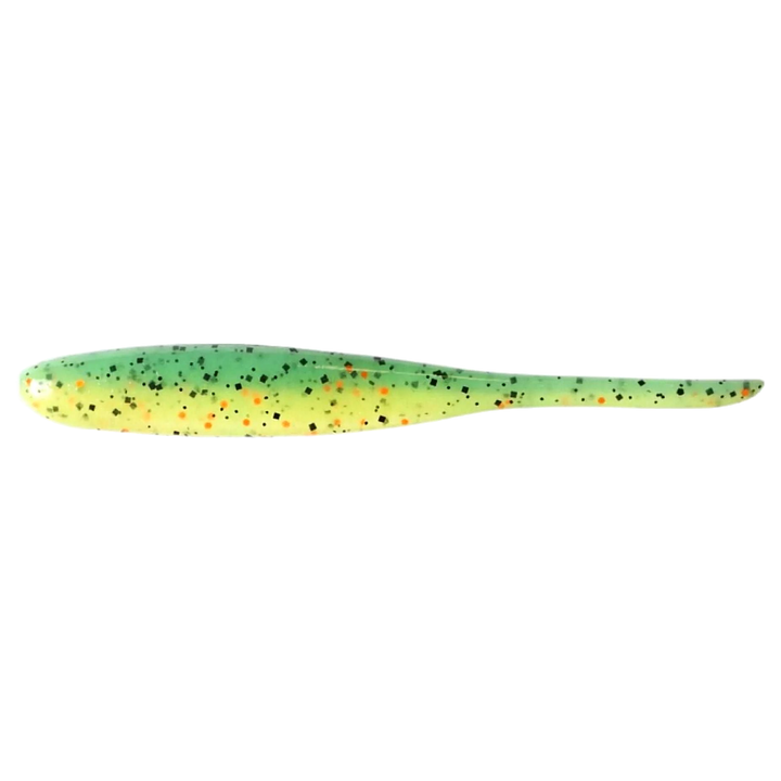 Keitech Shad Impact Jigi 4" Hot Tiger sivulta, pää vasemmalla