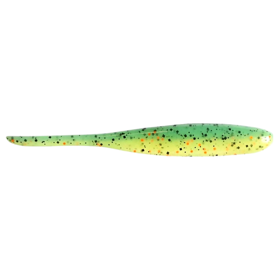 Keitech Shad Impact Jigi 4" Hot Tiger sivulta, pää oikealla