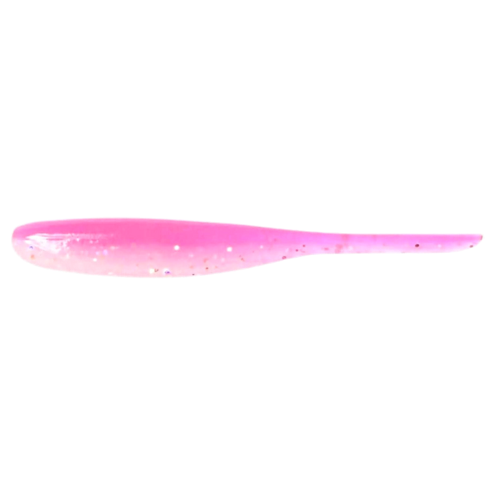 Keitech Shad Impact Jigi 4" Pink Glow sivulta, pää vasemmalla