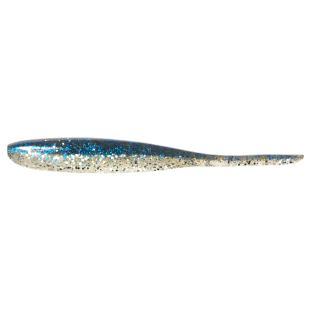 Keitech Shad Impact Jigi 4" Silver Bluegill sivulta, pää vasemmalla