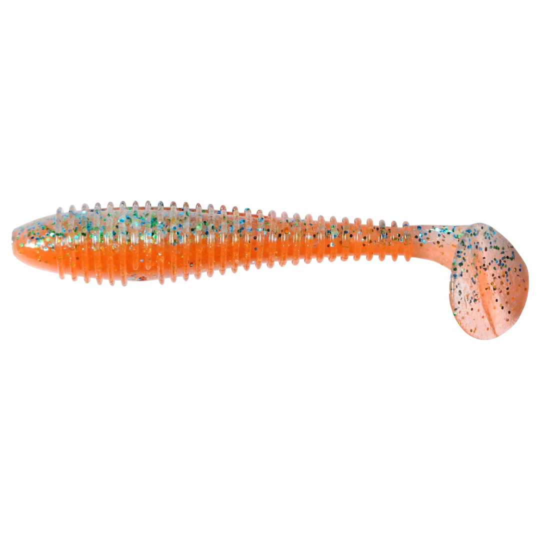 Keitech Swing Impact FAT Jigi 2.8" Clear Orange sivulta, pää vasemmalla