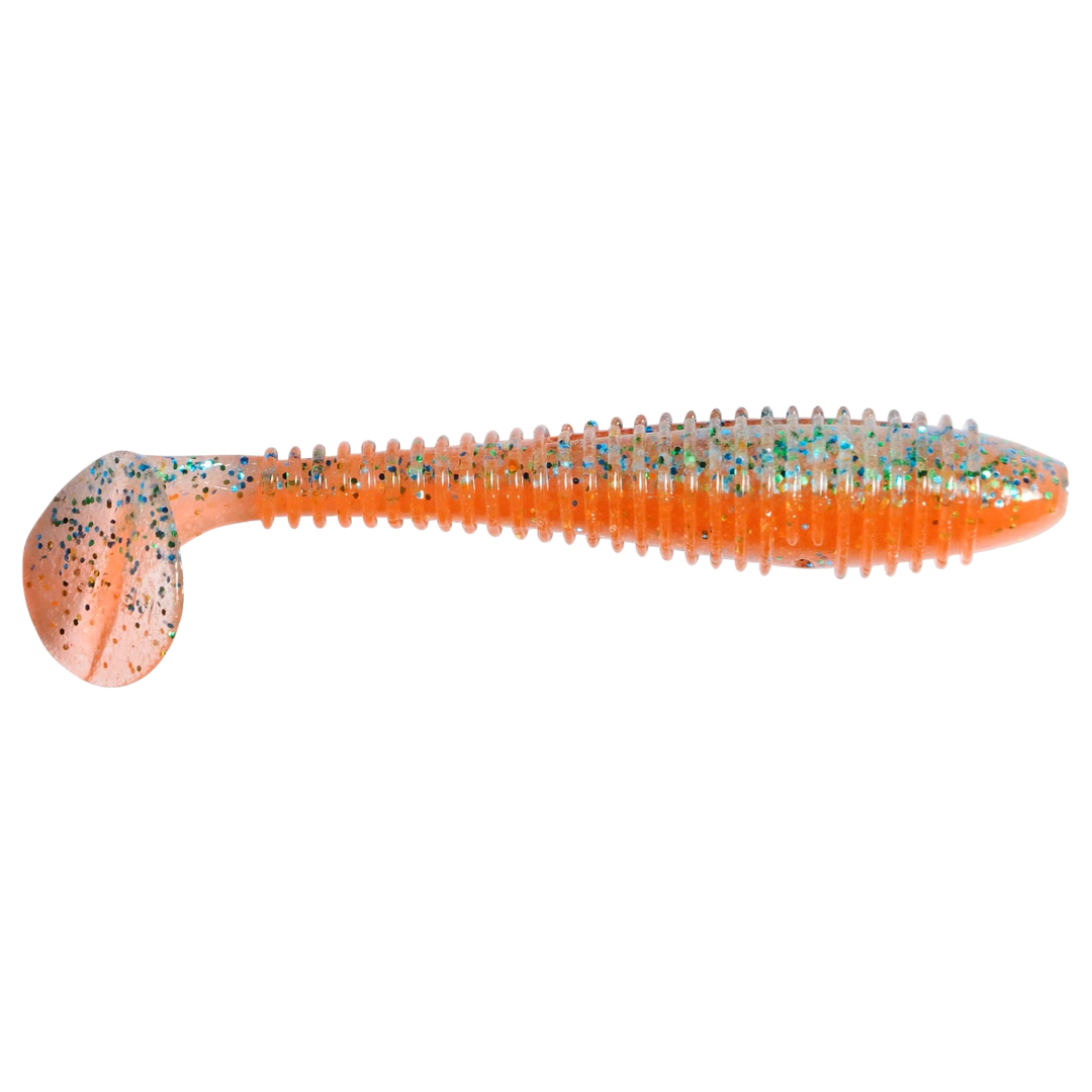 Keitech Swing Impact FAT Jigi 2.8" Clear Orange sivulta, pää oikealla