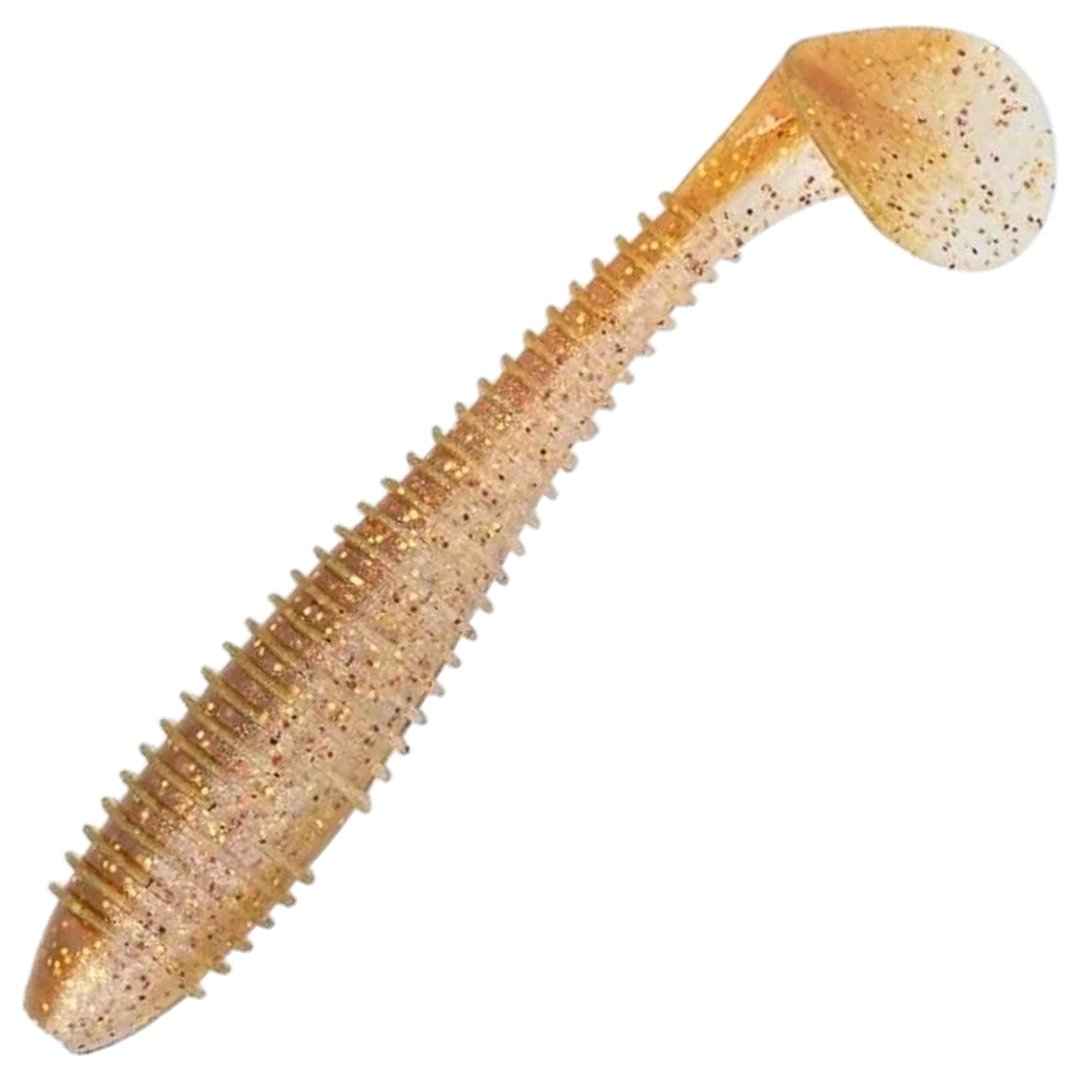 Keitech Swing Impact FAT Jigi 2.8", väri Golden Goby: kullanruskea runko ja tummat pilkut