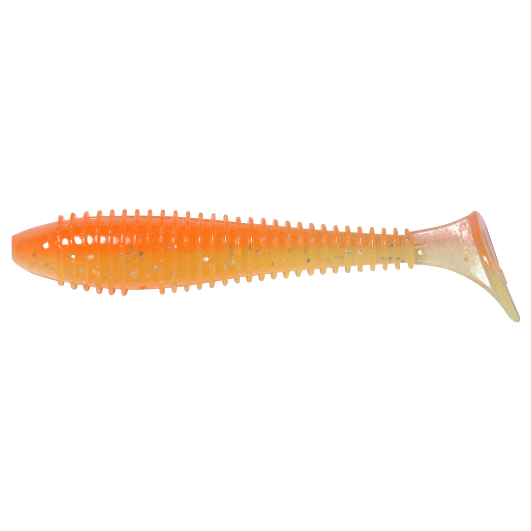 Keitech Swing Impact FAT Jigi 2.8" Orange Rainbow sivulta, pää vasemmalla