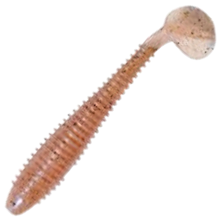 Keitech Swing Impact FAT Jigi 2.8", väri Shrimp FLK: vaalea punaruskea runko ja tummat hileet