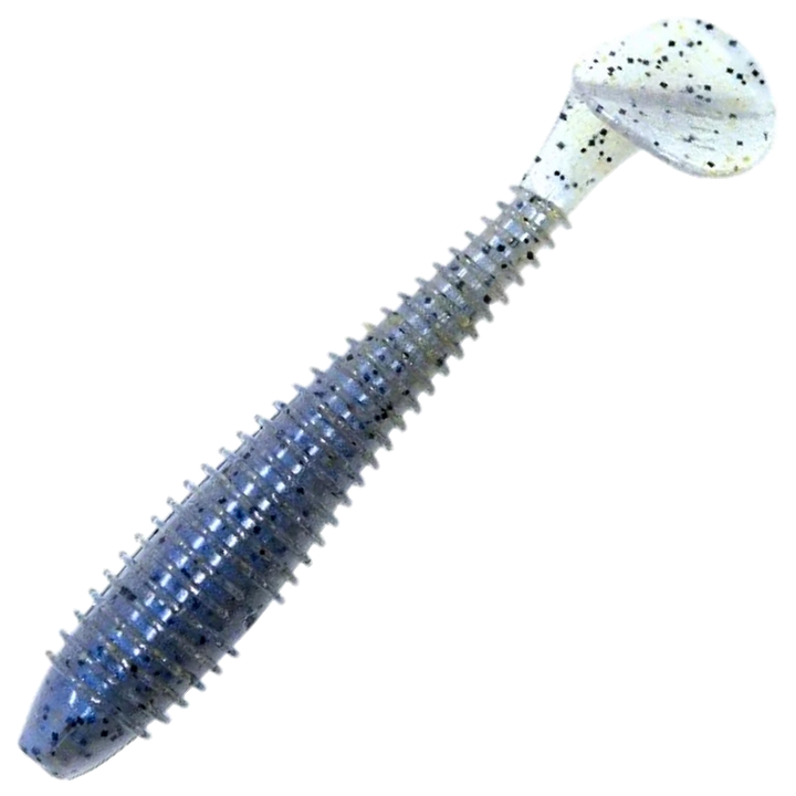 Keitech Swing Impact FAT Jigi 3.3", väri Problue Pepper: harmaansininen runko ja mustat pilkut