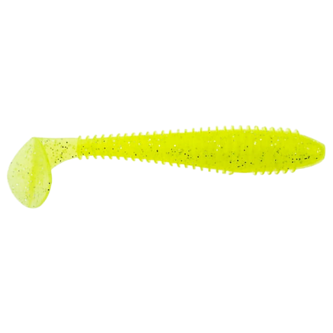 Keitech Swing Impact FAT Jigi 3.3" Toxic Chart sivulta, pää oikealla
