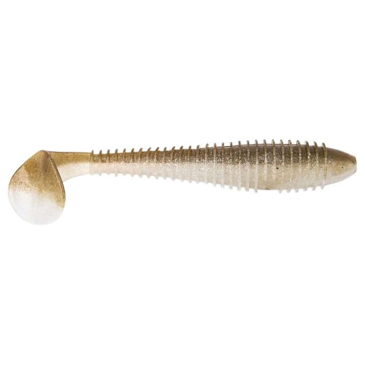 Keitech Swing Impact FAT Jigi 3.8" Arkansas Shiner sivulta, pää oikealla