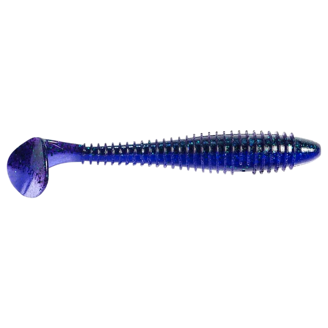 Keitech Swing Impact FAT Jigi 3.8" Electric June Bug sivulta, pää oikealla