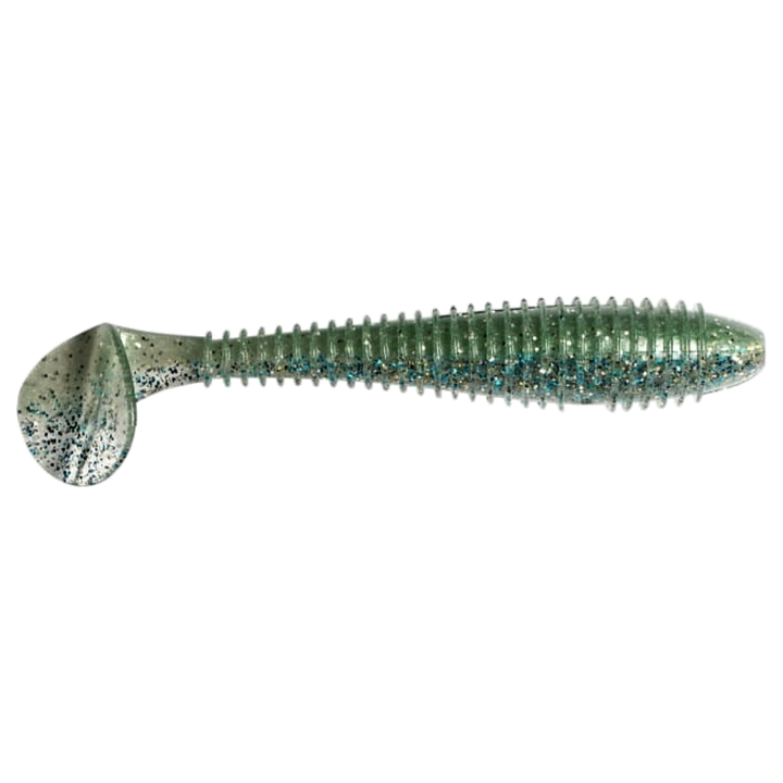 Keitech Swing Impact FAT Jigi 3.8" Green Shad sivulta, pää oikealla