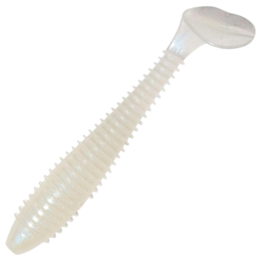 Keitech Swing Impact FAT Jigi 3.8", väri Pearl Glow: helmenvalkoinen runko