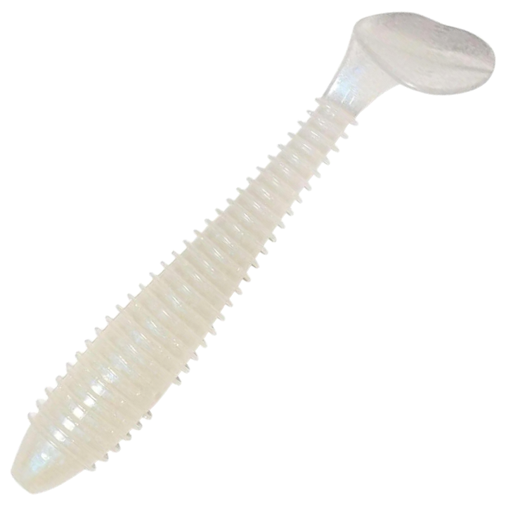 Keitech Swing Impact FAT Jigi 3.8", väri Pearl Glow: helmenvalkoinen runko