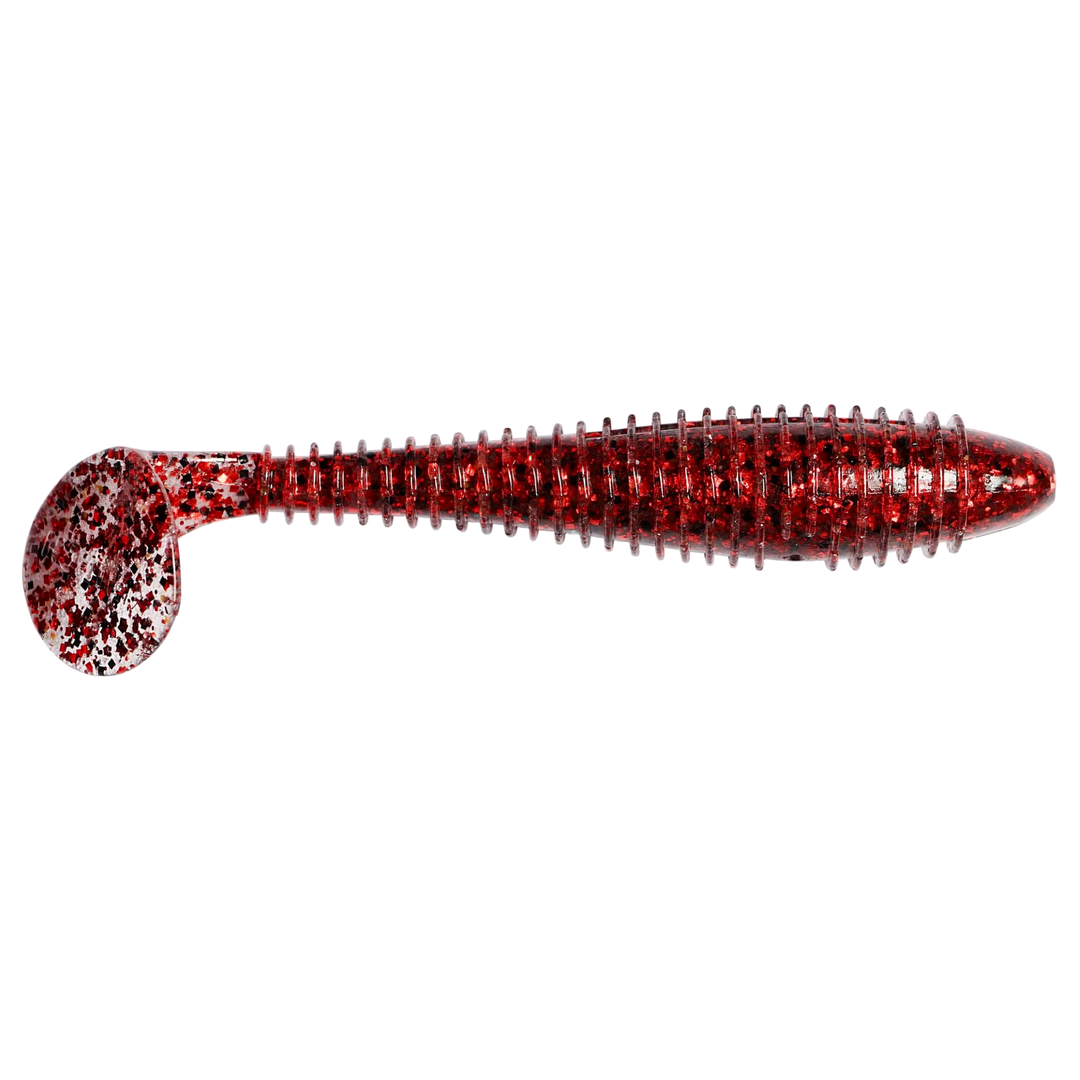 Keitech Swing Impact FAT Jigi 3.8" Red Devil sivulta, pää oikealla