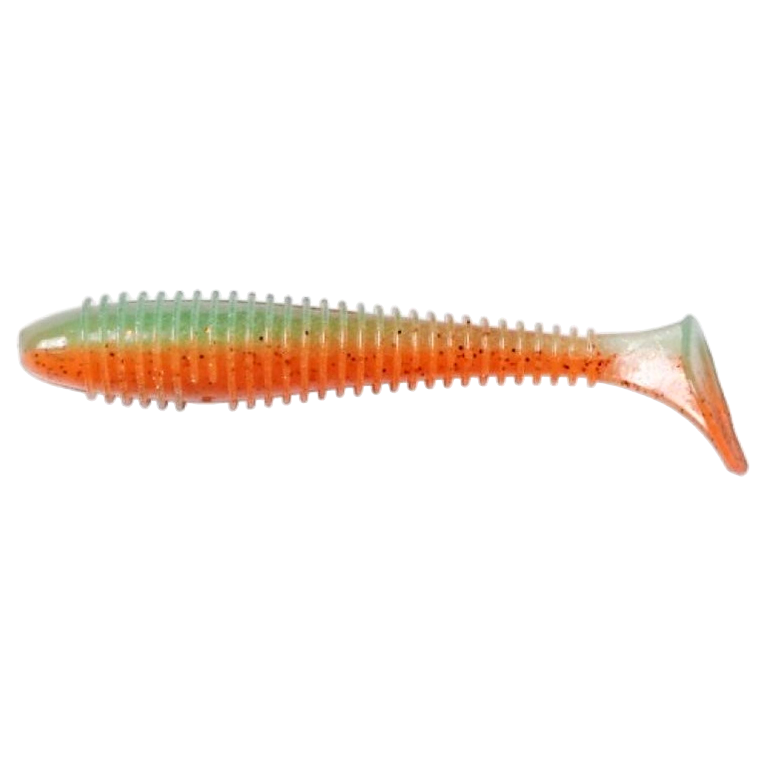 Keitech Swing Impact FAT Jigi 4.3" Fresh Watermelon sivulta, pää vasemmalla