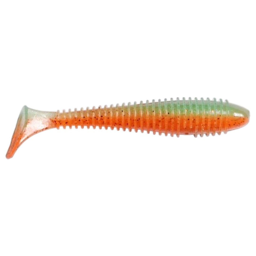 Keitech Swing Impact FAT Jigi 4.3" Fresh Watermelon sivulta, pää oikealla