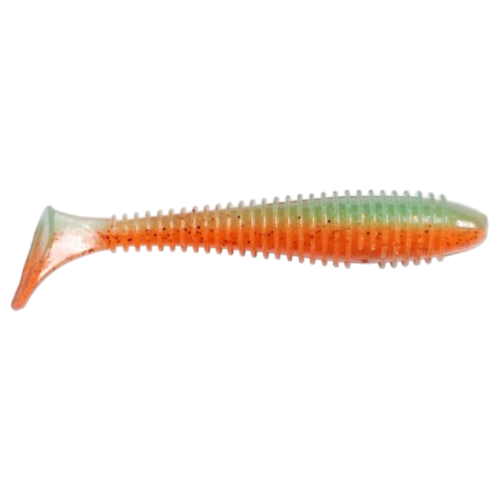 Keitech Swing Impact FAT Jigi 4.3" Fresh Watermelon sivulta, pää oikealla