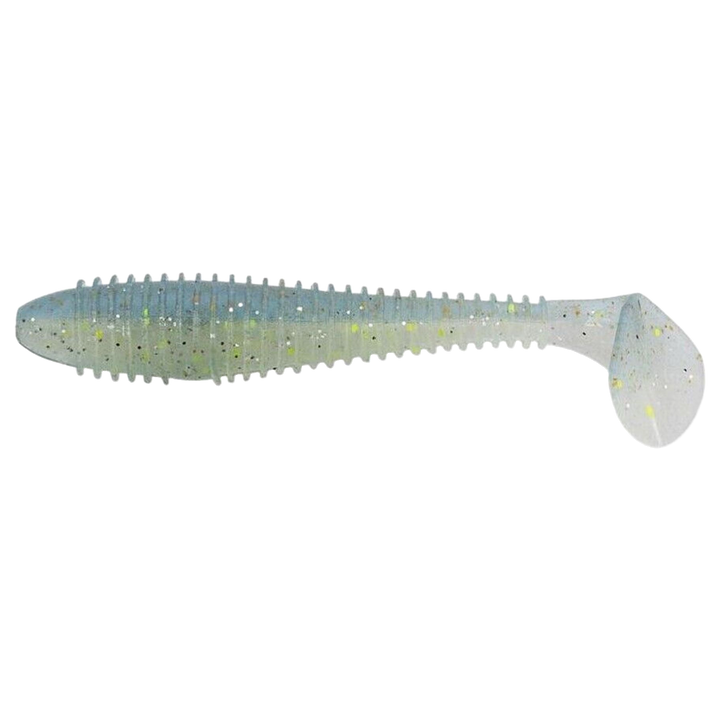 Keitech Swing Impact FAT Jigi 4.3" Sexy Shad sivulta, pää vasemmalla