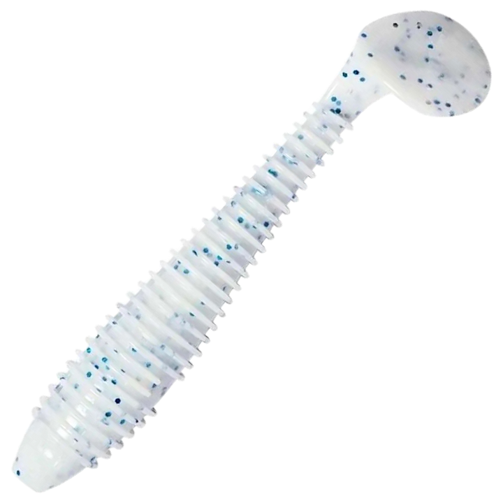 Keitech Swing Impact FAT Jigi 4.3", väri Snow Mint: valkoinen runko ja siniset hileet
