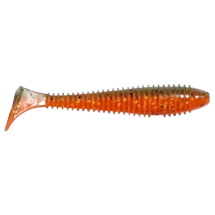 Keitech Swing Impact FAT Jigi 4.8" Angry Carrot sivulta, pää oikealla