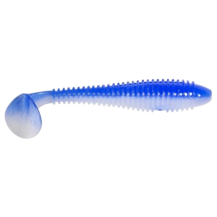 Keitech Swing Impact FAT Jigi 4.8" Blue Milky White sivulta, pää oikealla