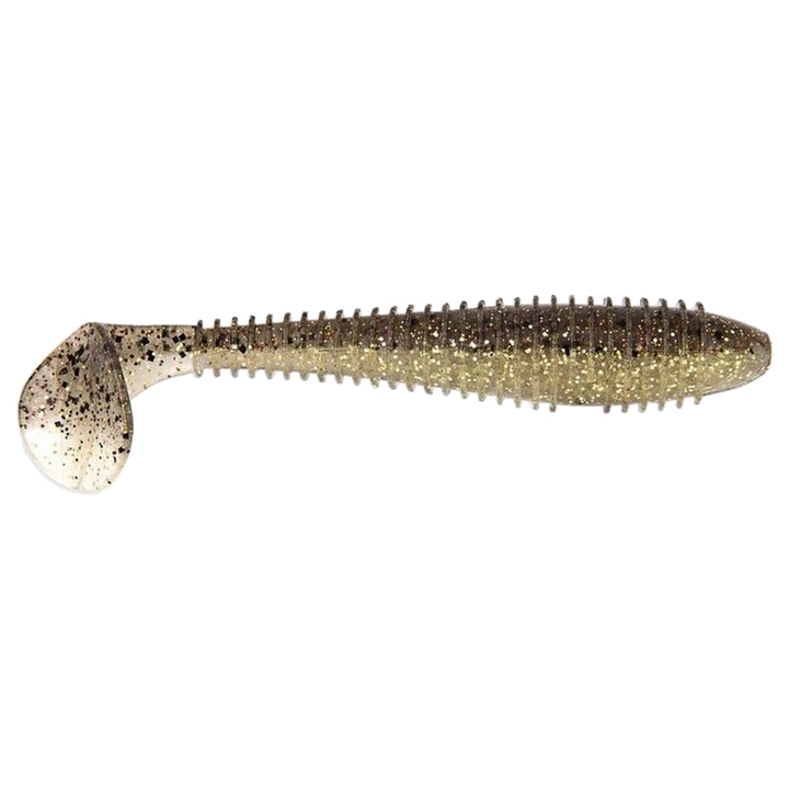Keitech Swing Impact FAT Jigi 4.8" Gold Flash Minnow sivulta, pää oikealla