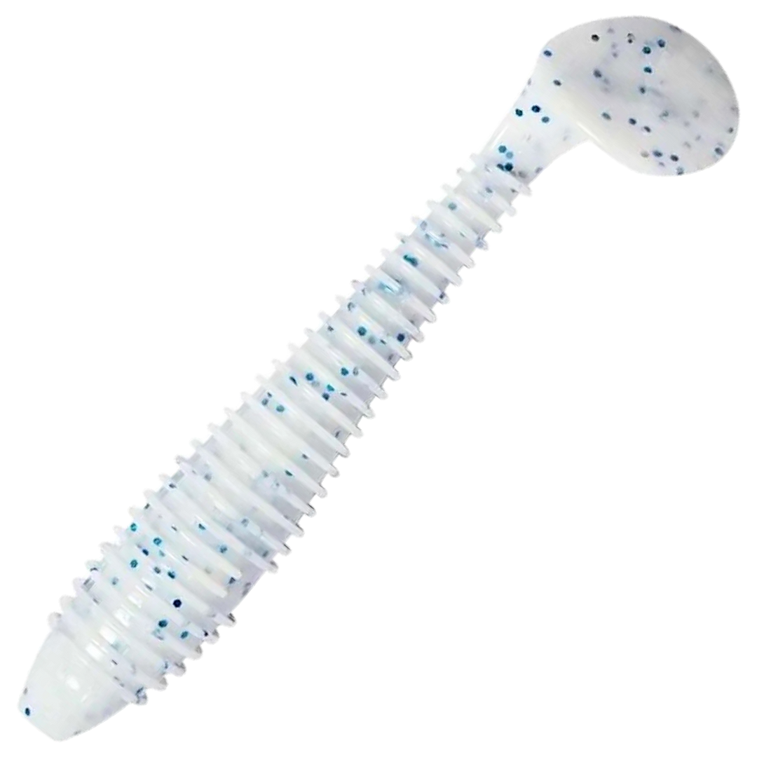 Keitech Swing Impact FAT Jigi 4.8", väri Snow Mint: valkoinen runko ja siniset hileet