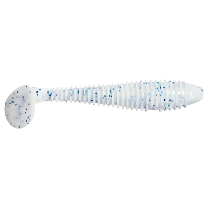 Keitech Swing Impact FAT Jigi 4.8" Snow Mint sivulta, pää oikealla