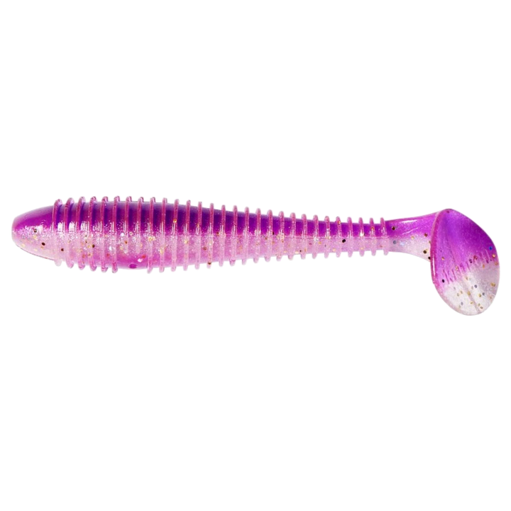 Keitech Swing Impact FAT Jigi 5.8" Grape Stardust sivulta, pää vasemmalla