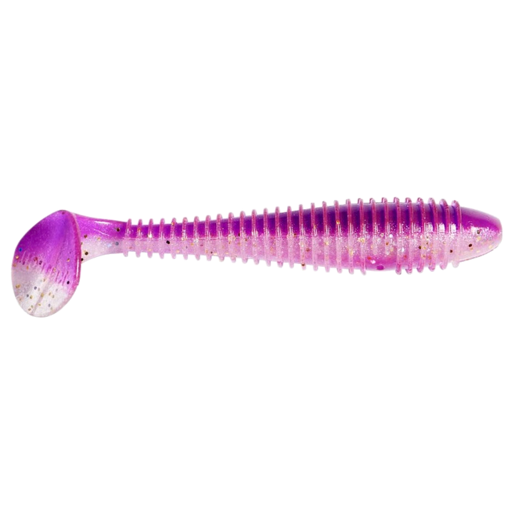 Keitech Swing Impact FAT Jigi 5.8" Grape Stardust sivulta, pää oikealla