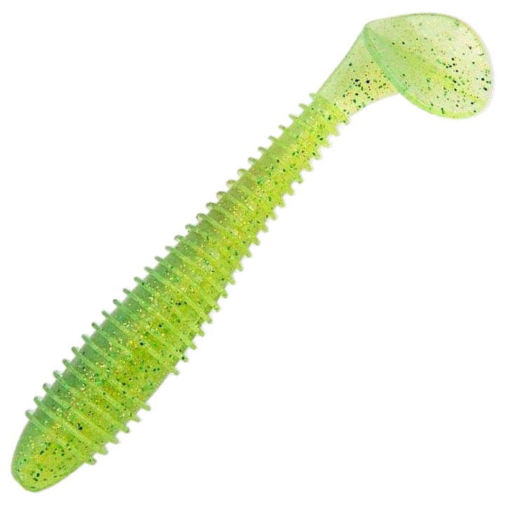 Keitech Swing Impact FAT Jigi 6.8", väri Lime Chartreuse: kellertävä limenvihreä runko ja hienot hileet