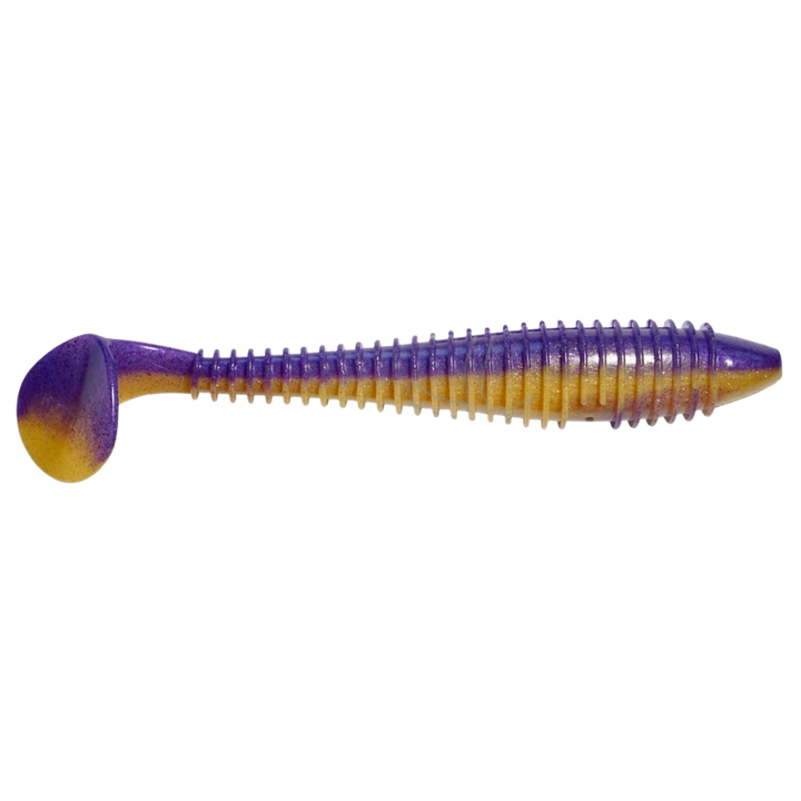 Keitech Swing Impact FAT Jigi 6.8" Sexy Perch sivulta, pää oikealla