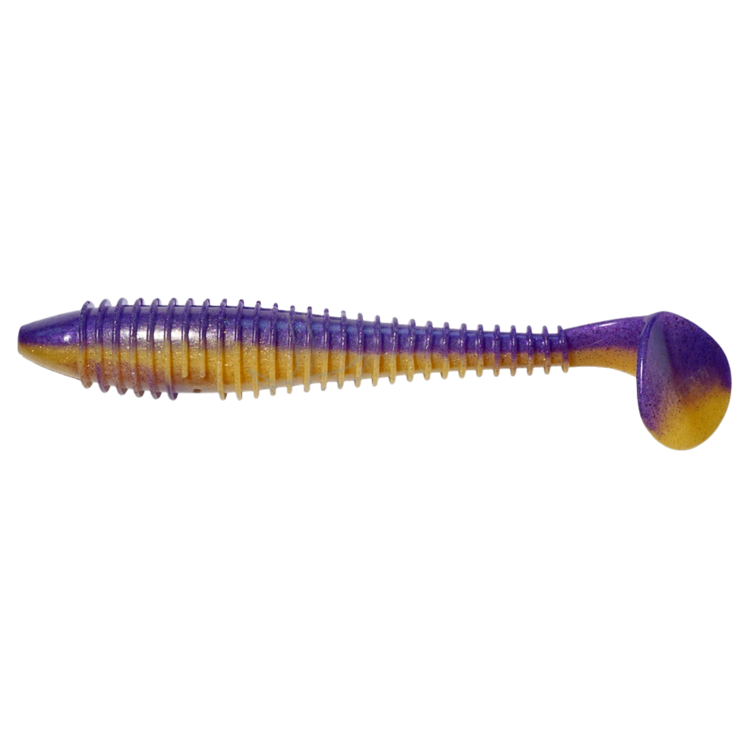 Keitech Swing Impact FAT Jigi 7.8" Sexy Perch sivulta, pää vasemmalla