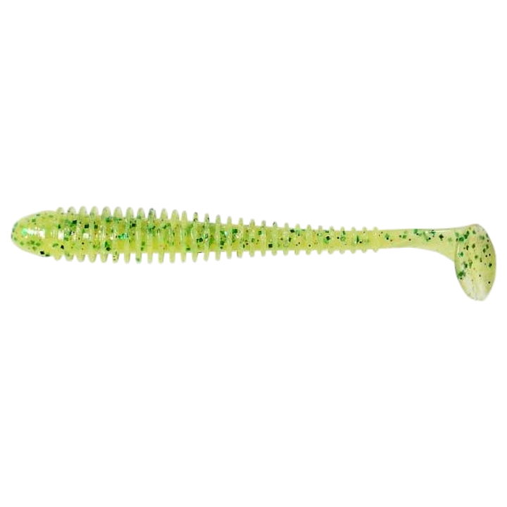 Keitech Swing Impact Jigi 2" Chart Lime Shad sivulta, pää vasemmalla