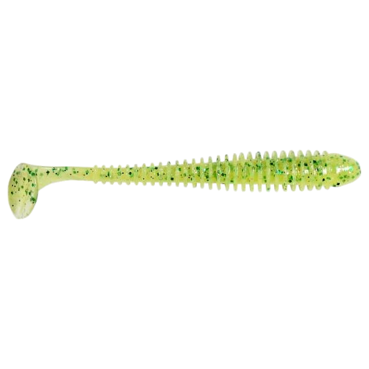 Keitech Swing Impact Jigi 2" Chart Lime Shad sivulta, pää oikealla
