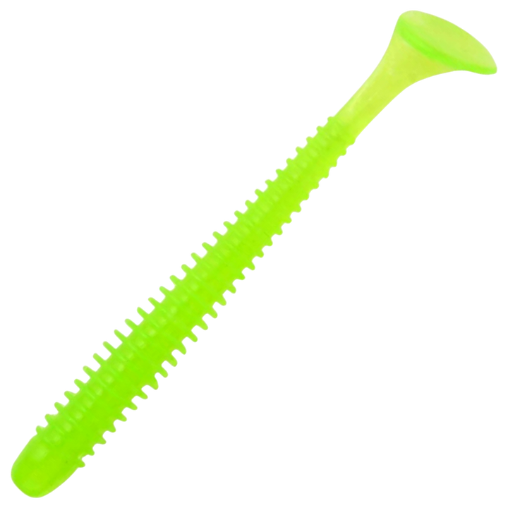 Keitech Swing Impact Jigi 2", väri Clear Chartreuse Glow: läpikuultava kellanvihreä runko