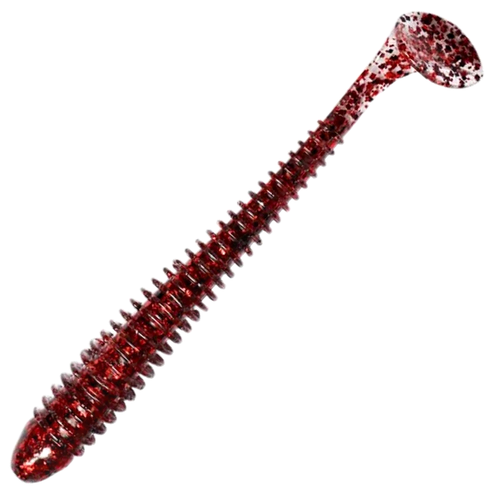 Keitech Swing Impact Jigi 2", väri Red Devil: läpikuultava punainen runko ja tummat hileet