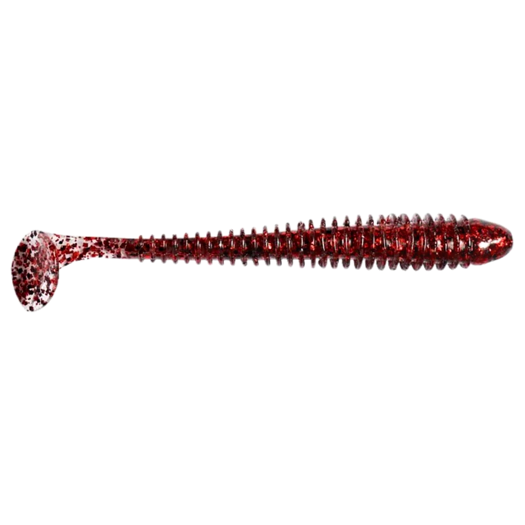 Keitech Swing Impact Jigi 2" Red Devil sivulta, pää oikealla