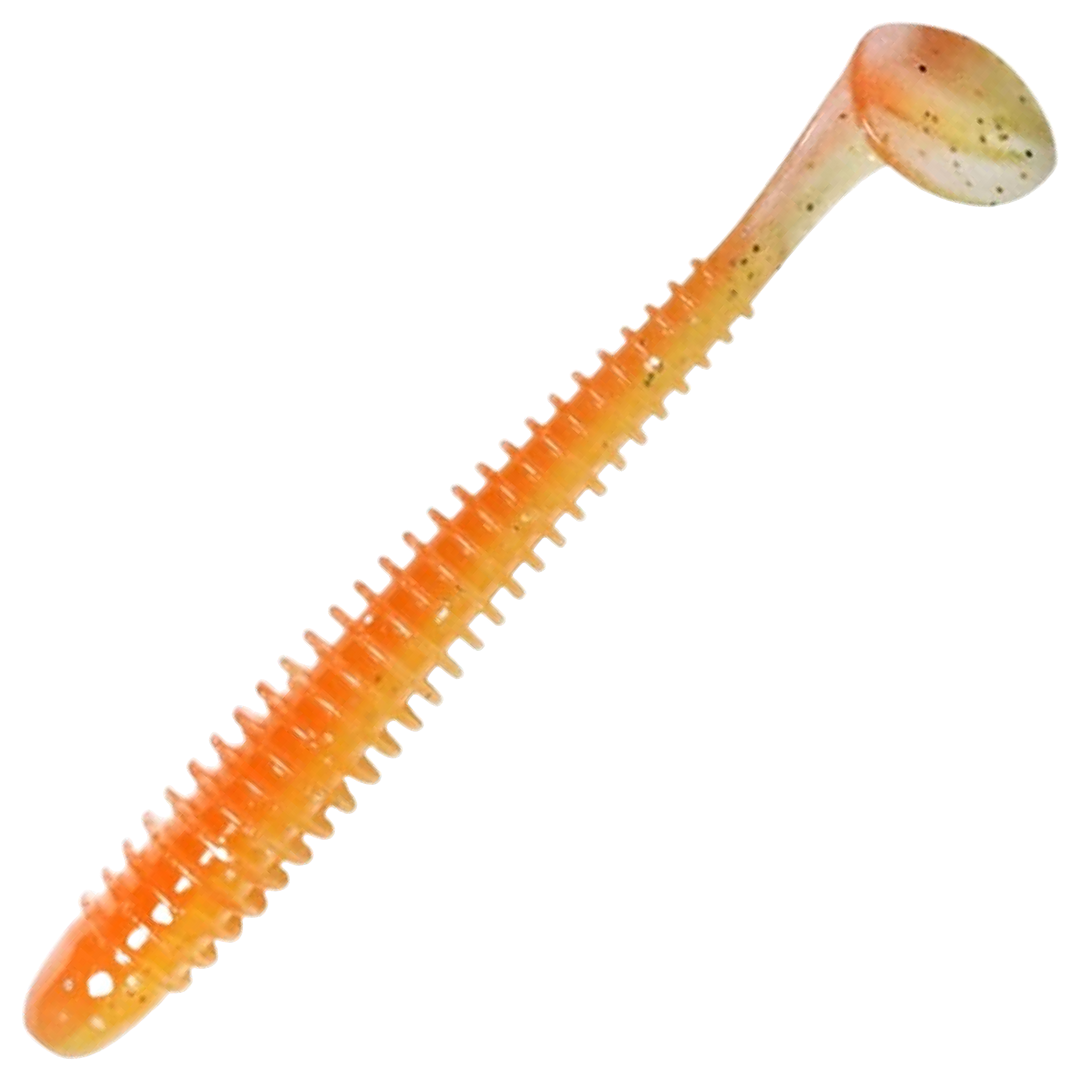 Keitech Swing Impact Jigi 2.5", väri Orange Rainbow: oranssi runko ja keltainen vatsa