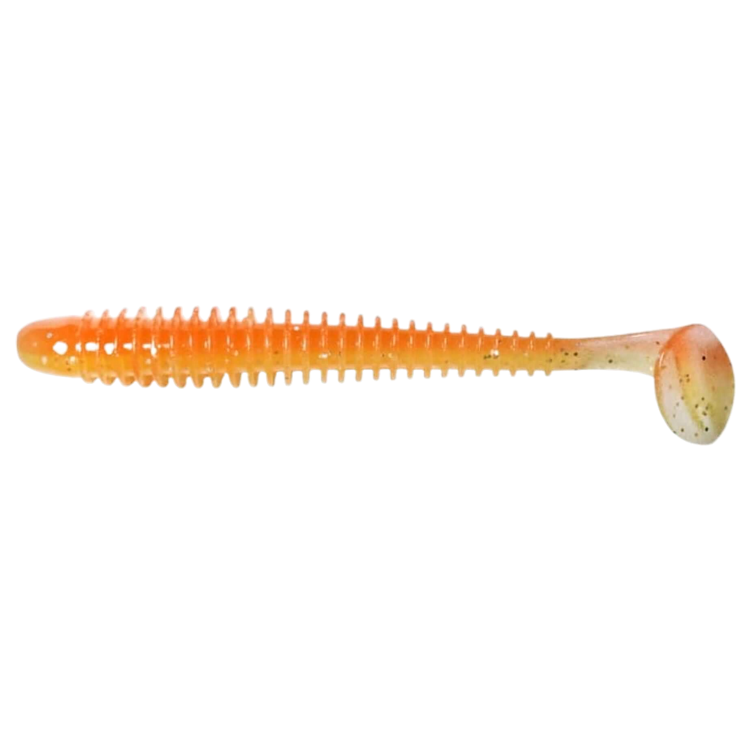 Keitech Swing Impact Jigi 2.5" Orange Rainbow sivulta, pää vasemmalla