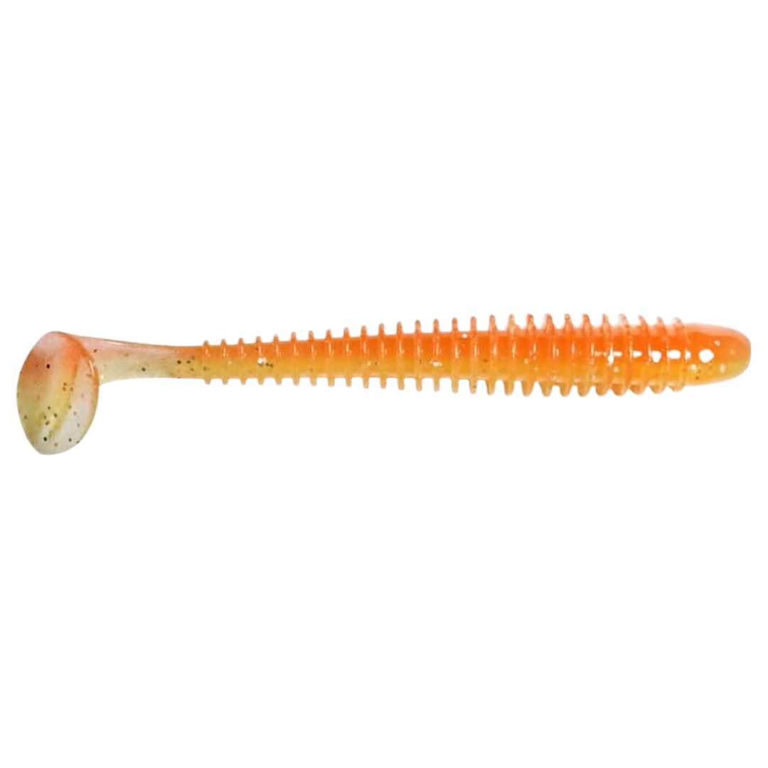 Keitech Swing Impact Jigi 2.5" Orange Rainbow sivulta, pää oikealla