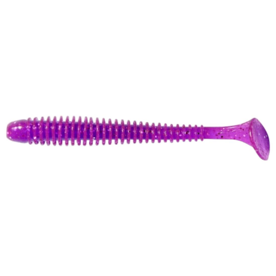 Keitech Swing Impact Jigi 2.5" Purple Chameleon/Silver FLK sivulta, pää vasemmalla