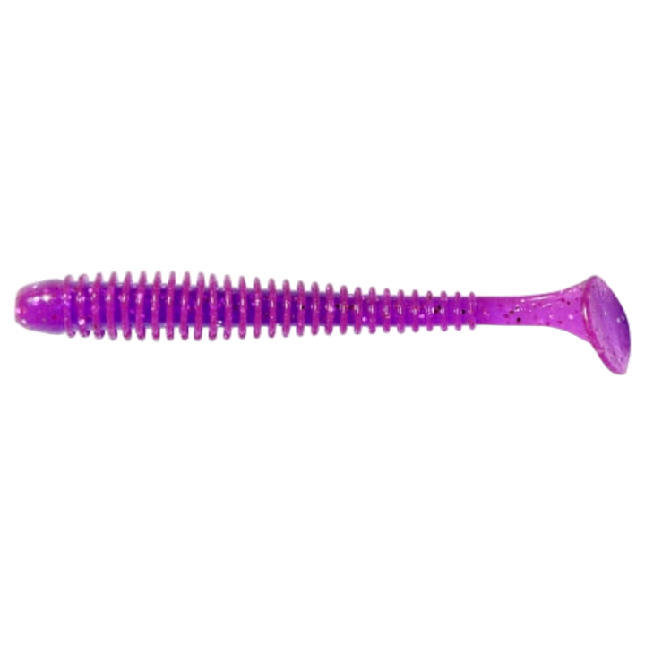 Keitech Swing Impact Jigi 2.5" Purple Chameleon/Silver FLK sivulta, pää vasemmalla