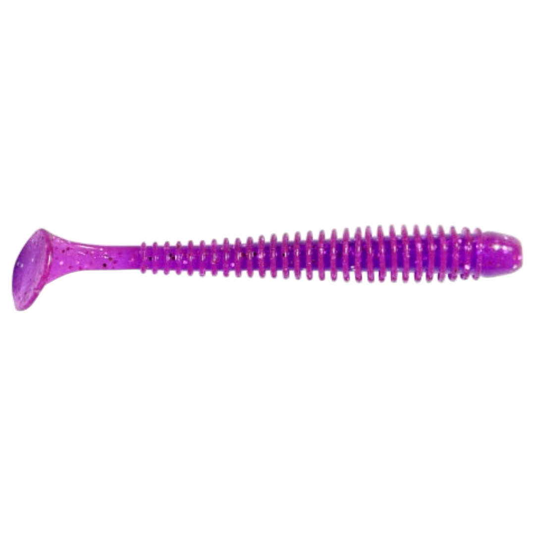 Keitech Swing Impact Jigi 2.5" Purple Chameleon/Silver FLK sivulta, pää oikealla