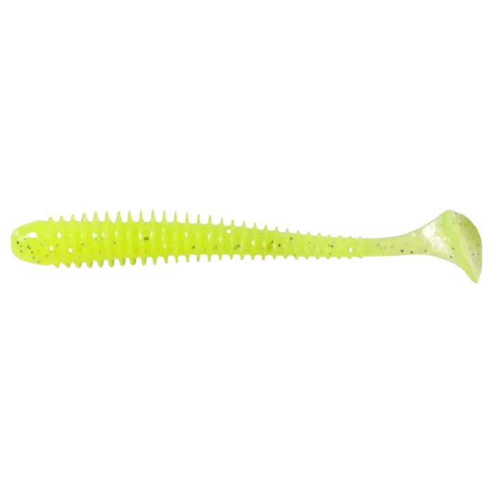 Keitech Swing Impact Jigi 2.5" Toxic Chart sivulta, pää vasemmalla