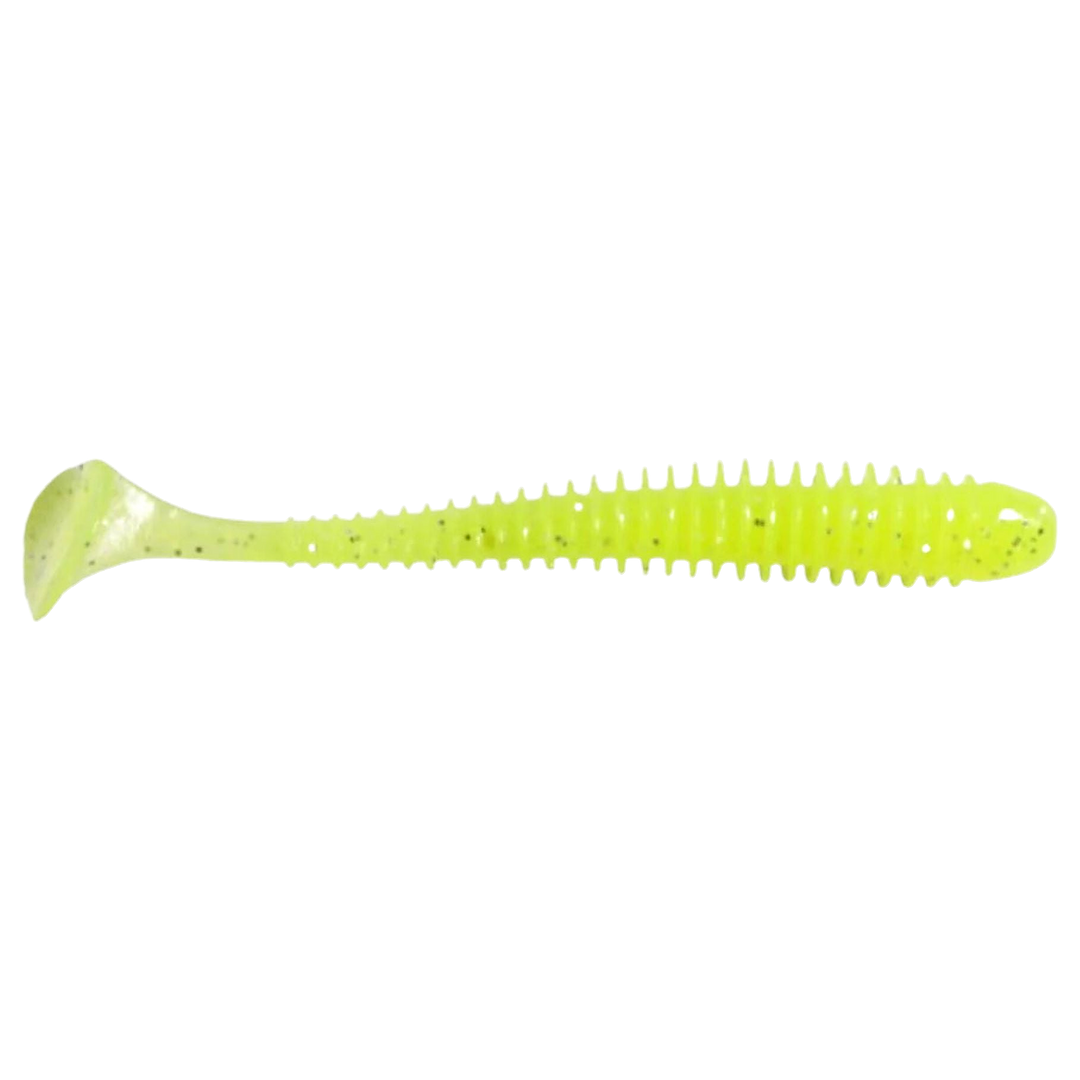 Keitech Swing Impact Jigi 2.5" Toxic Chart sivulta, pää oikealla