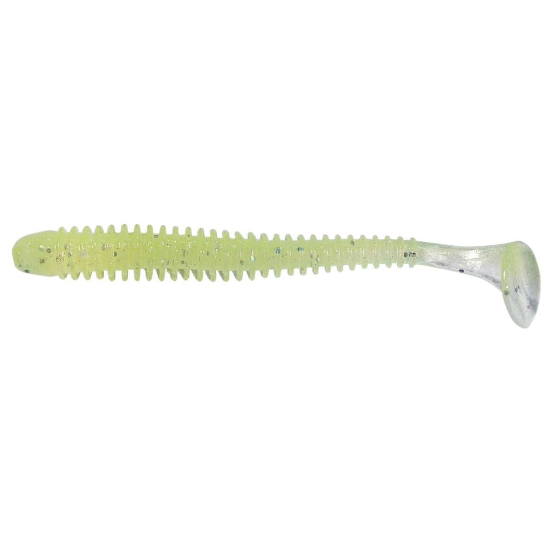 Keitech Swing Impact Jigi 3" Chartreuse Shad sivulta, pää vasemmalla