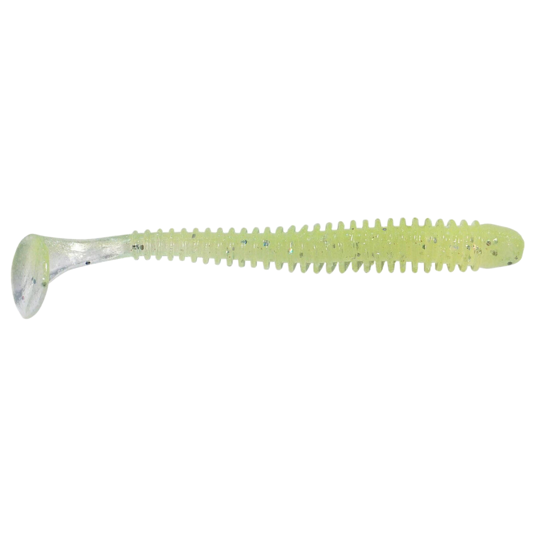 Keitech Swing Impact Jigi 3" Chartreuse Shad sivulta, pää oikealla