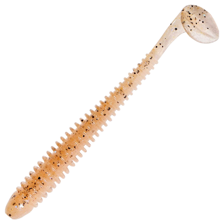 Keitech Swing Impact Jigi 3", väri Electric Shrimp: oranssinruskea runko ja mustat pilkut