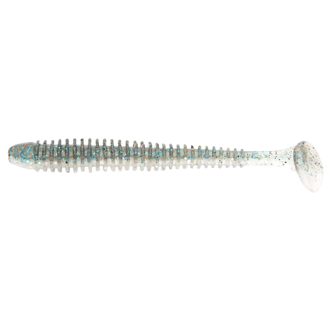 Keitech Swing Impact Jigi 3.5" HASU (Silver Shiner) sivulta, pää vasemmalla